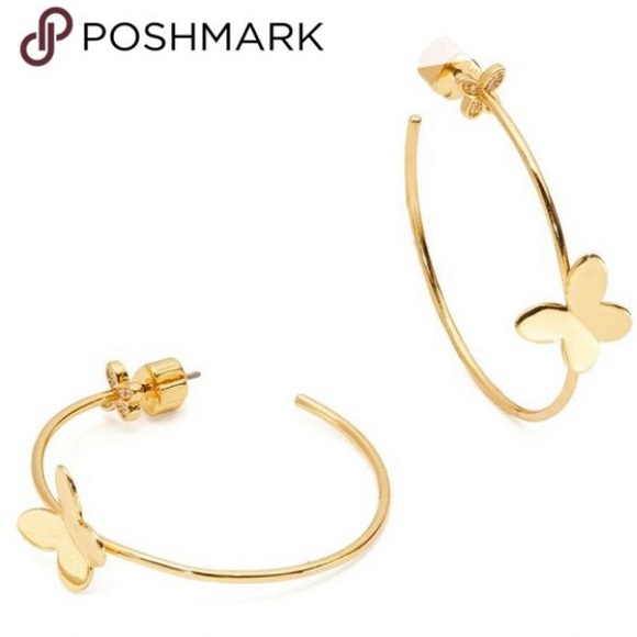 Kate Spade Earrings gold Butterfly 🦋 Hoops with post - Picture 6 of 6